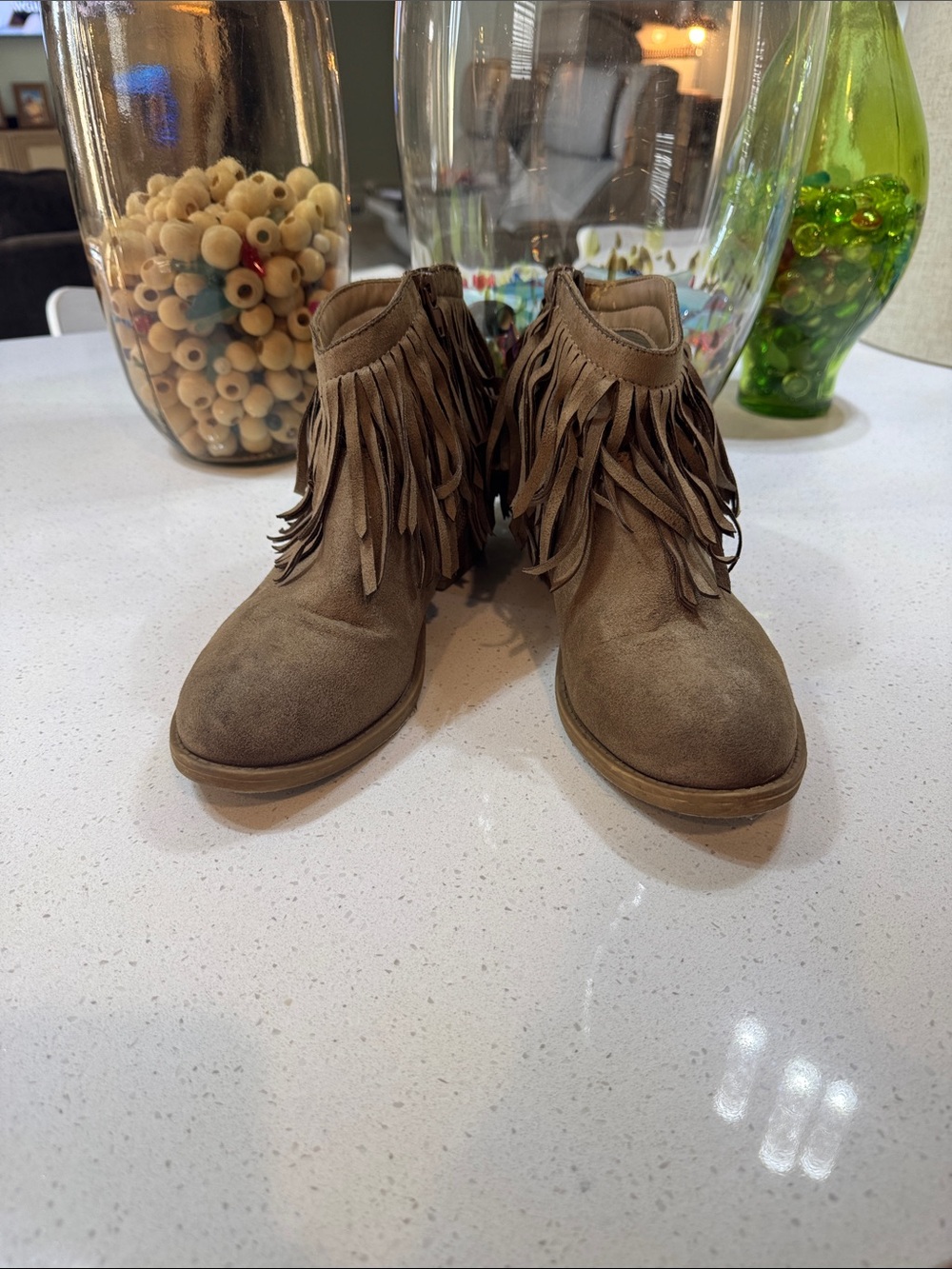 Charlotte Russe Brown Suede Fringe Ankle Booties